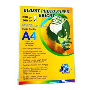 Papel Fotográfico Brillante 260g A4 - Paquete de 20 Hojas