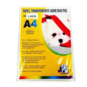 Papel Transparente Adhesivo para Impresoras Láser A4 - Paquete de 20 Hojas