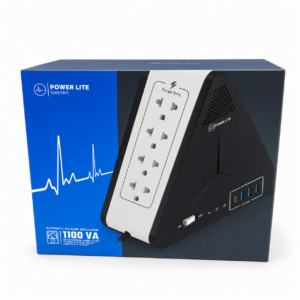REGULADOR AUTOMATICO DE VOLTAJE SIMETRIC PLI-1111U DE 8 TOMAS + 3 PUERTOS USB + 1 TIPO-C POWER LITE